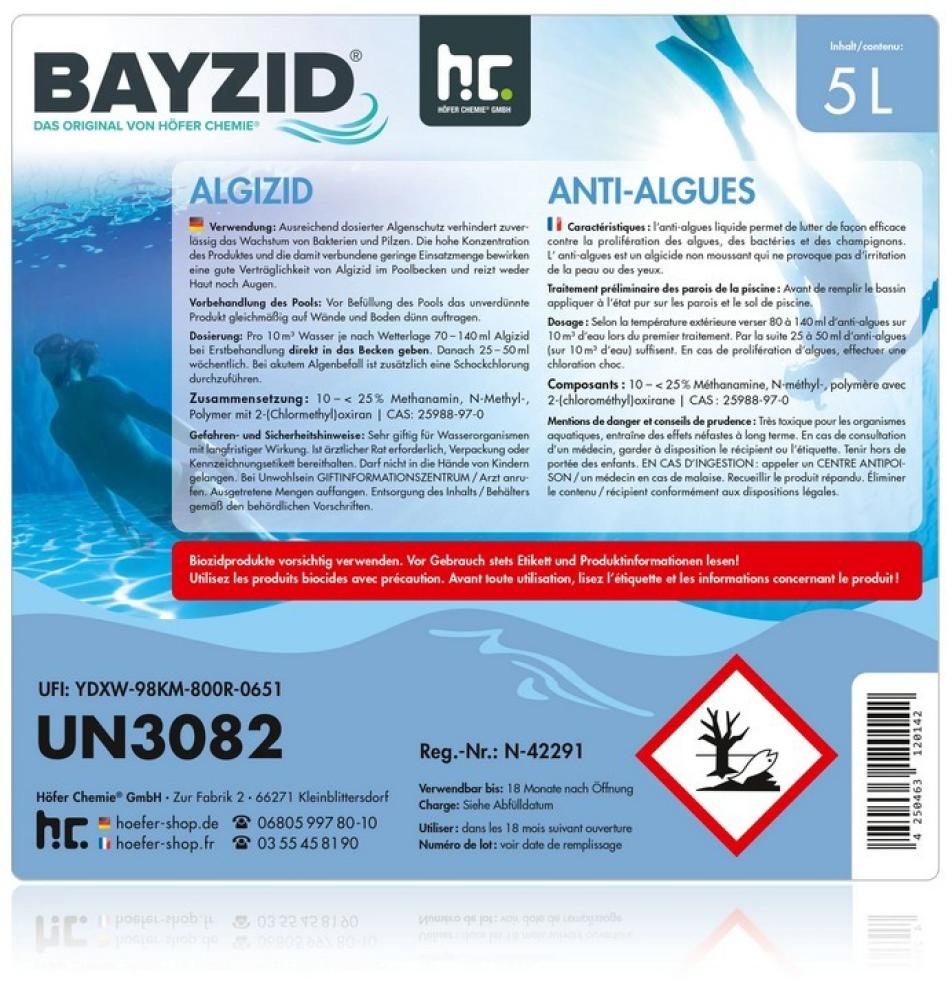 5 L BAYZID® Algizid Algenverhütung für Pools